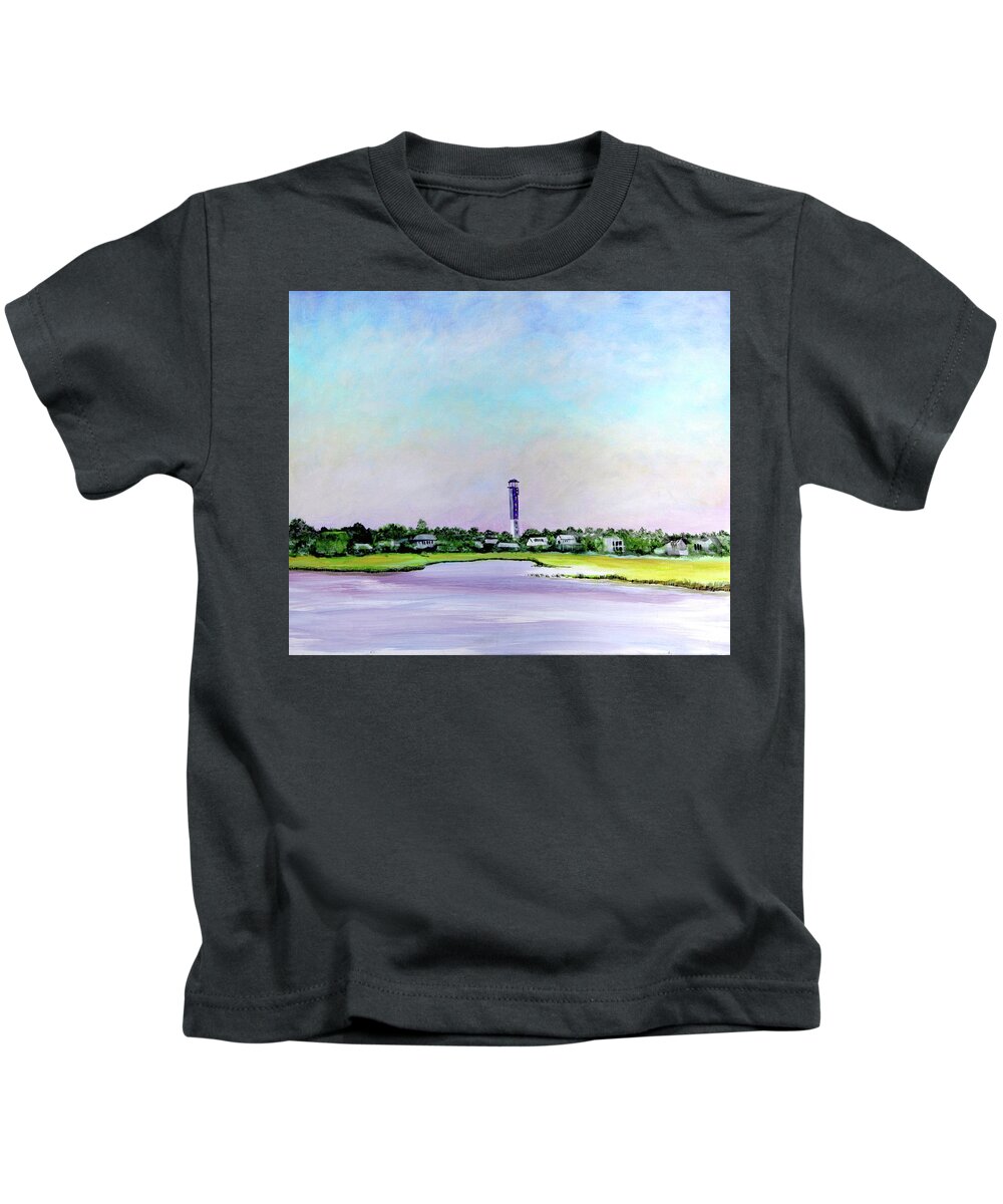 Light House Kids T-Shirt featuring the painting Sullivans Island Lighthouse by Virginia Bond