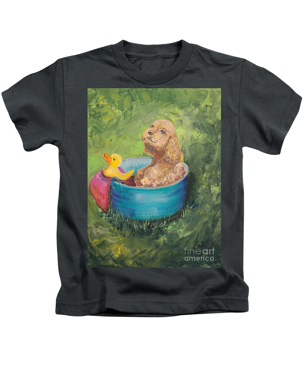 Dog Kids T-Shirt featuring the painting Summer Fun by Nadine Rippelmeyer