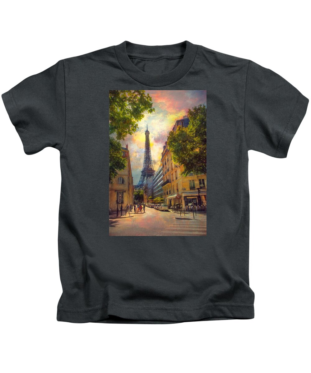 Paris Kids T-Shirt featuring the photograph Sun Setting by John Rivera