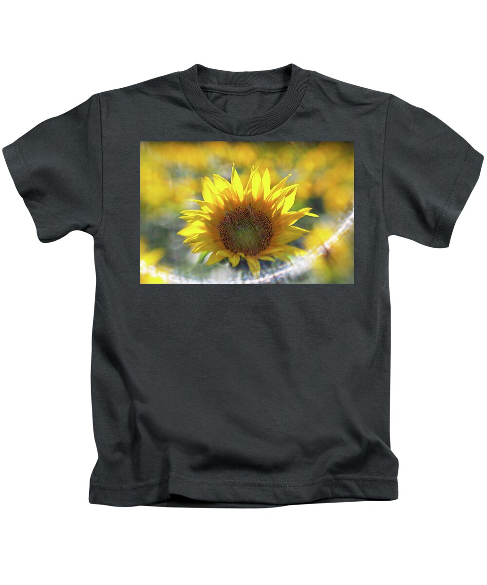 Flower Kids T-Shirt featuring the photograph Sunflower with Lens Flare by Natalie Rotman Cote
