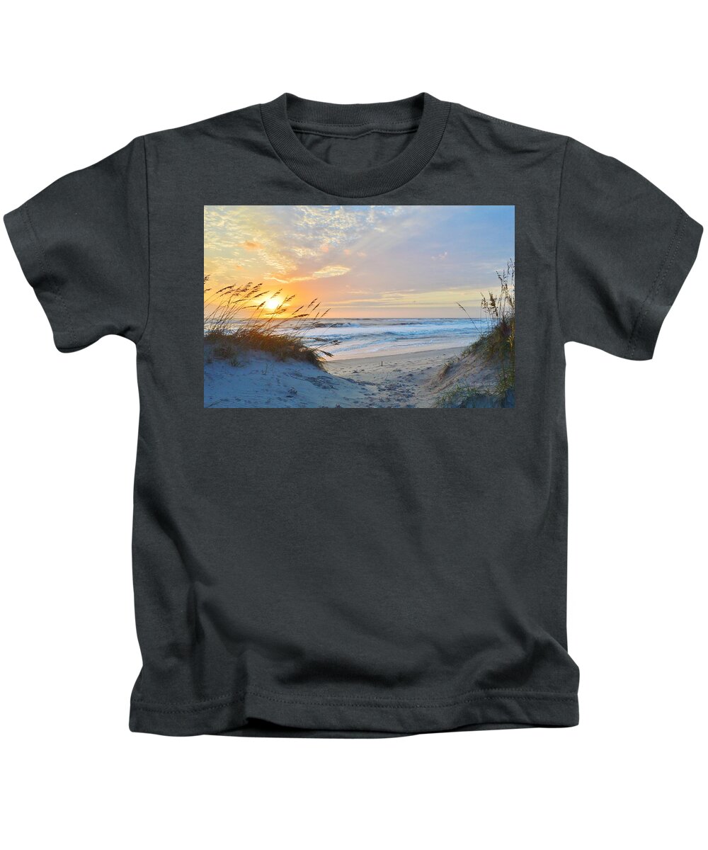 Obx Sunrise Kids T-Shirt featuring the photograph Sunrise at Pea Island, NC by Barbara Ann Bell