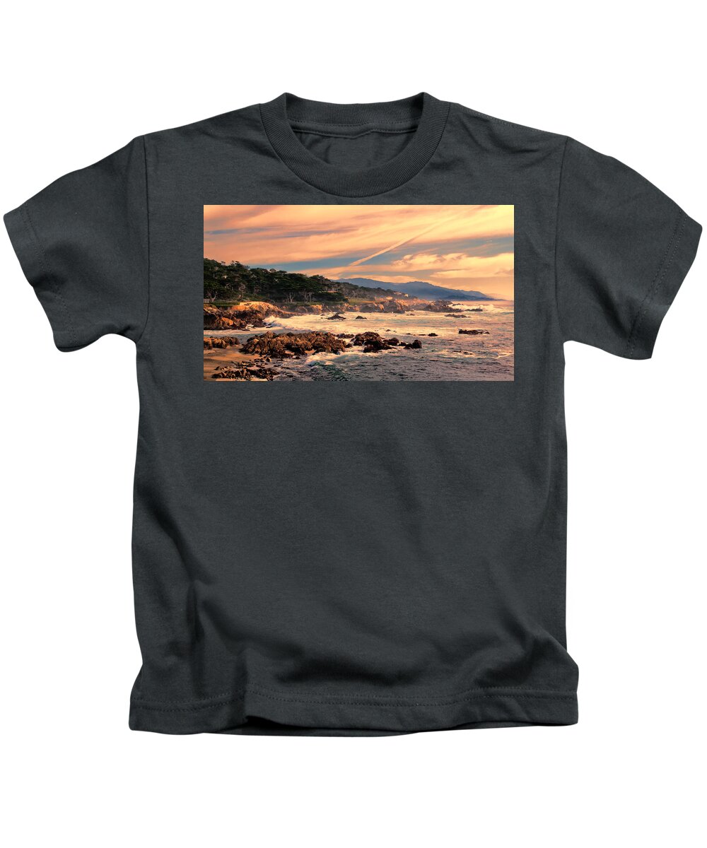 Cypress Point Kids T-Shirt featuring the photograph Sunset at Cypress Point by Susan Rissi Tregoning