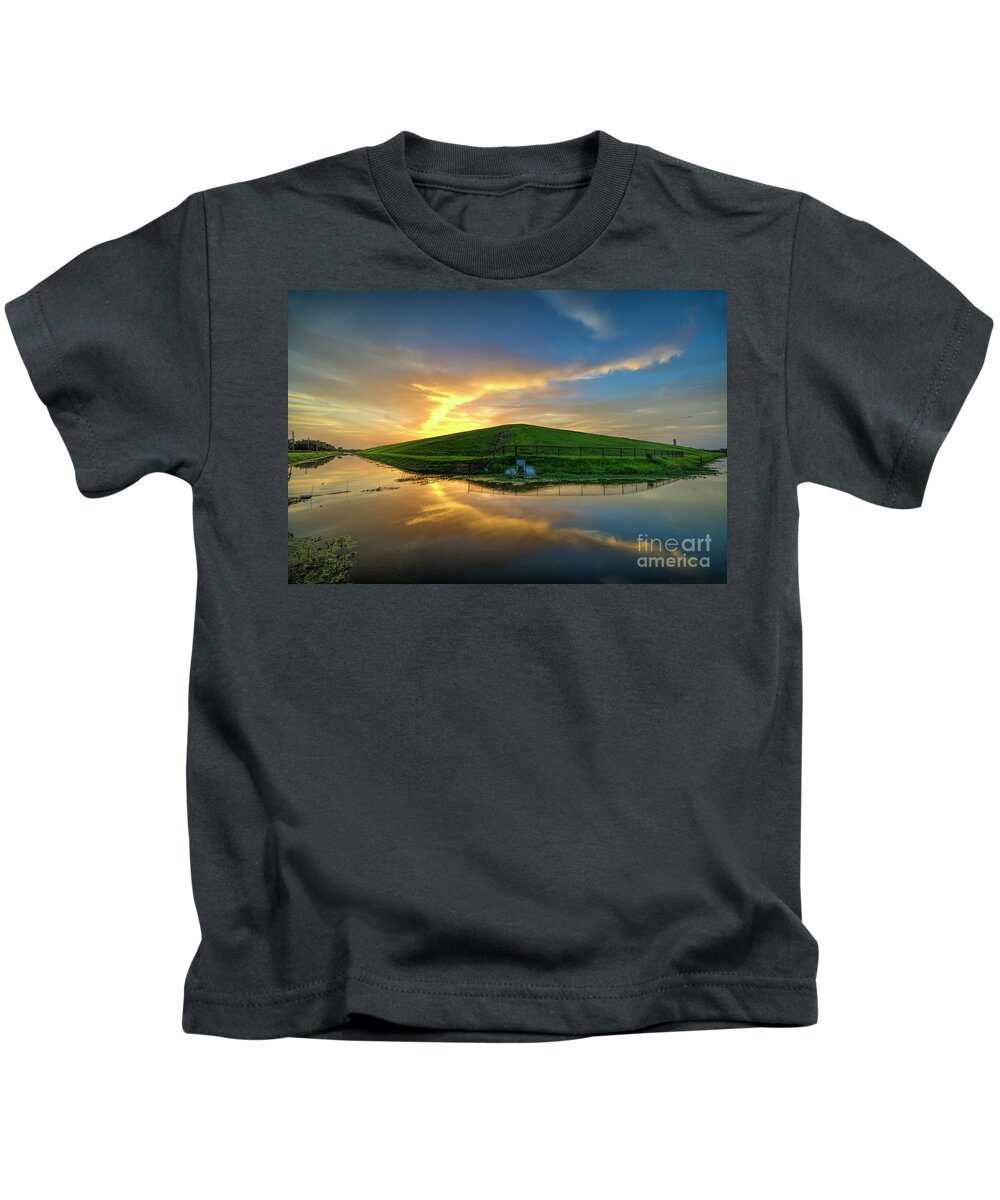 Sunset At The Canal Kids T-Shirt featuring the photograph Sunset At The Canal by Felix Lai