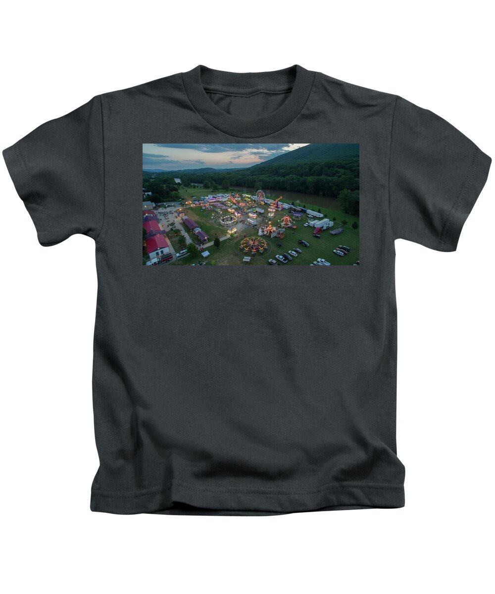 Buchanan Kids T-Shirt featuring the photograph Sunset at the Carnival by Star City SkyCams