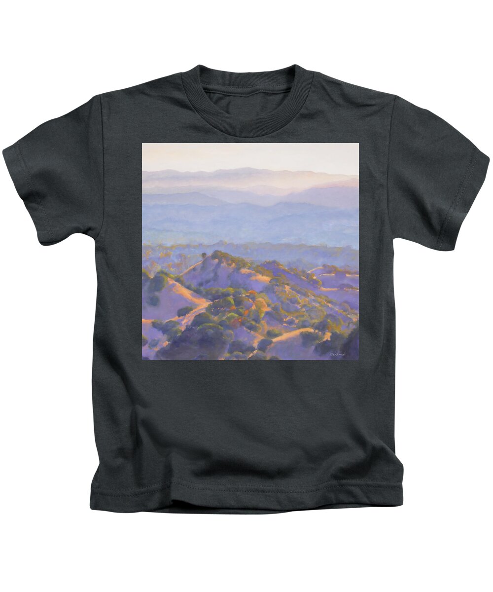 Sunset Kids T-Shirt featuring the painting Sunset Diablo Foothills by Kerima Swain