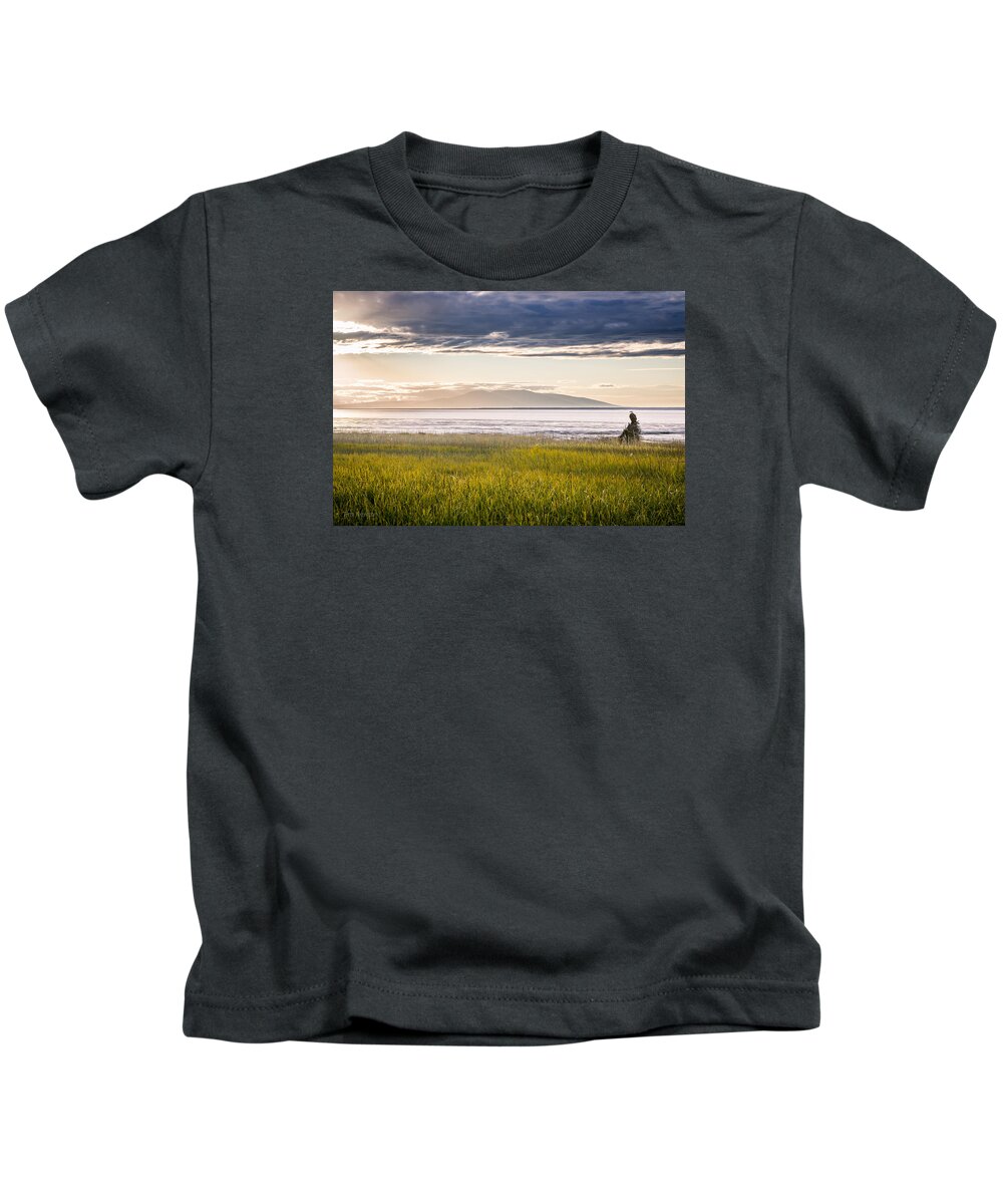 Eagle Kids T-Shirt featuring the photograph Sunset Eagle by Tim Newton