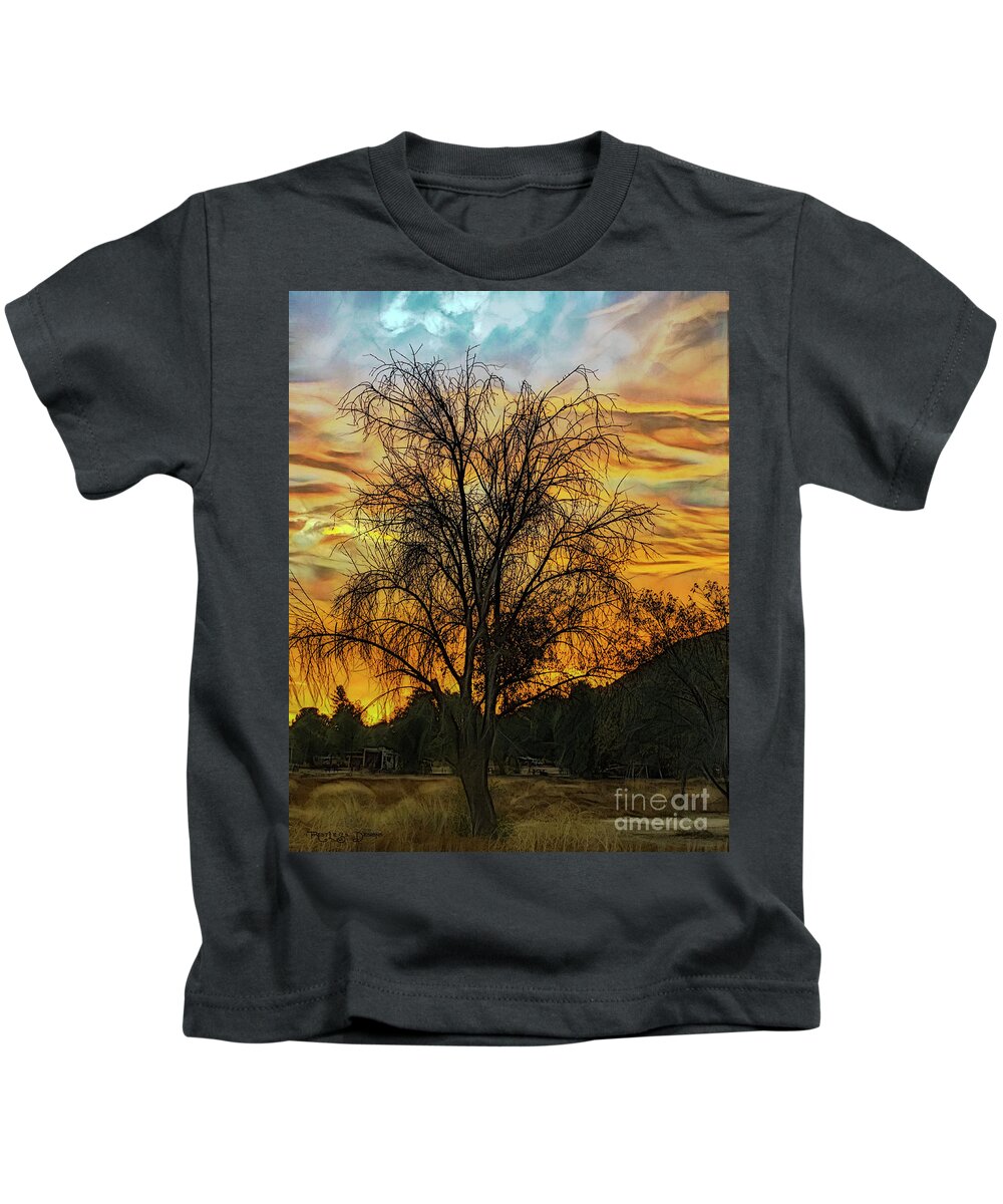 Photograph Shot Kids T-Shirt featuring the digital art Sunset in Perris by Rhonda Strickland