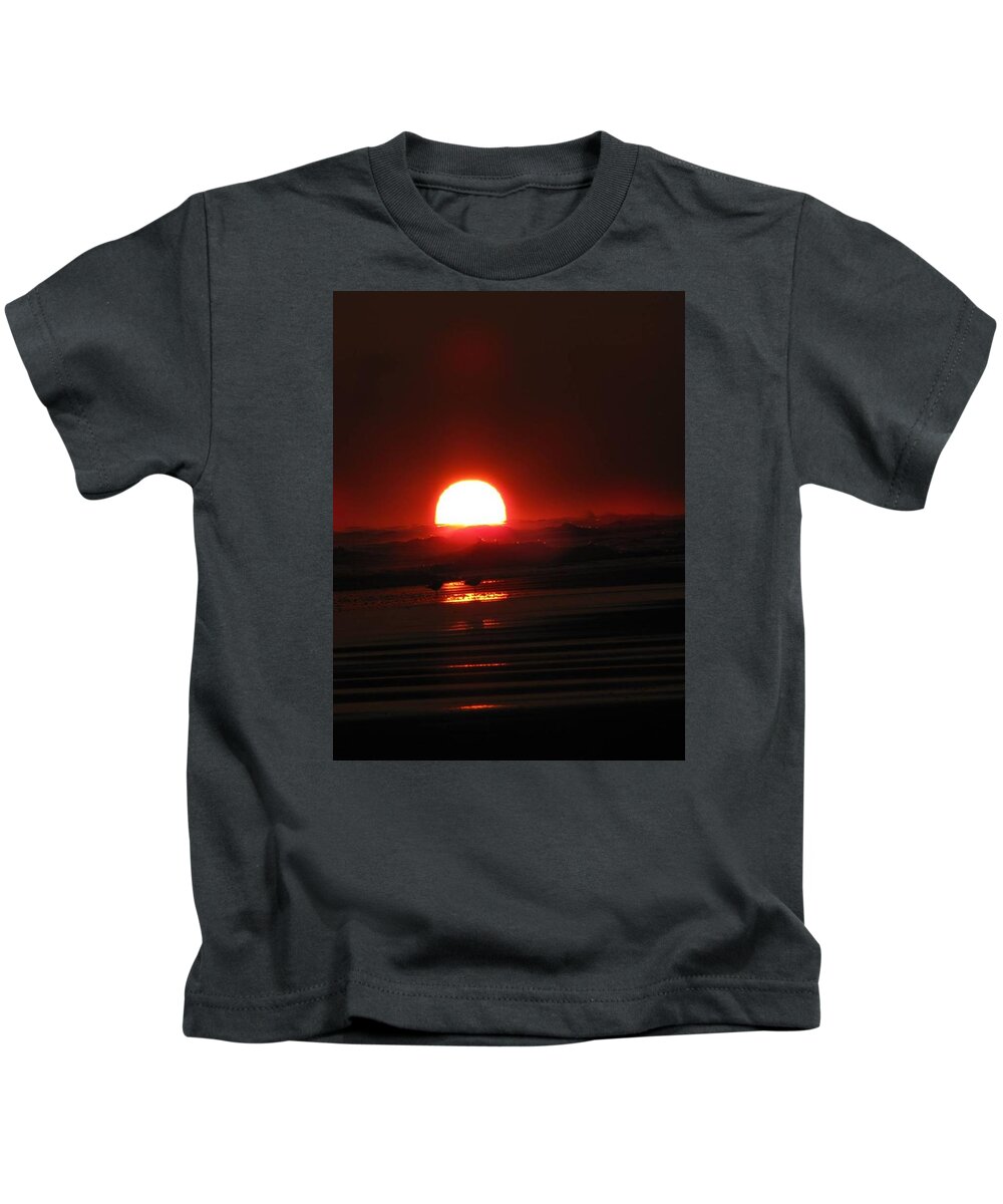 Sun Kids T-Shirt featuring the photograph Sunset in the Waves by Laura Henry