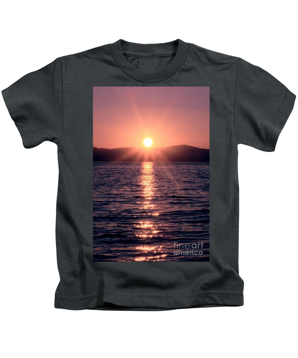 Lake Tahoe Kids T-Shirt featuring the photograph Sunset Lake Verticle by Joe Lach
