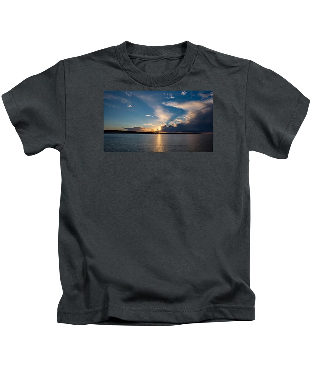 Sunrays Kids T-Shirt featuring the photograph Sunset on the Baltic Sea by Andreas Levi