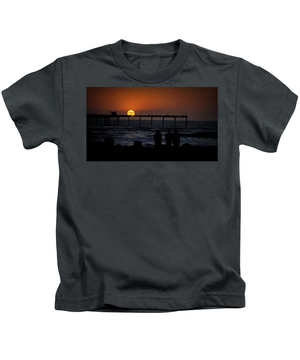 Seascape Kids T-Shirt featuring the photograph Sunset Over the Pier by Ryan Smith