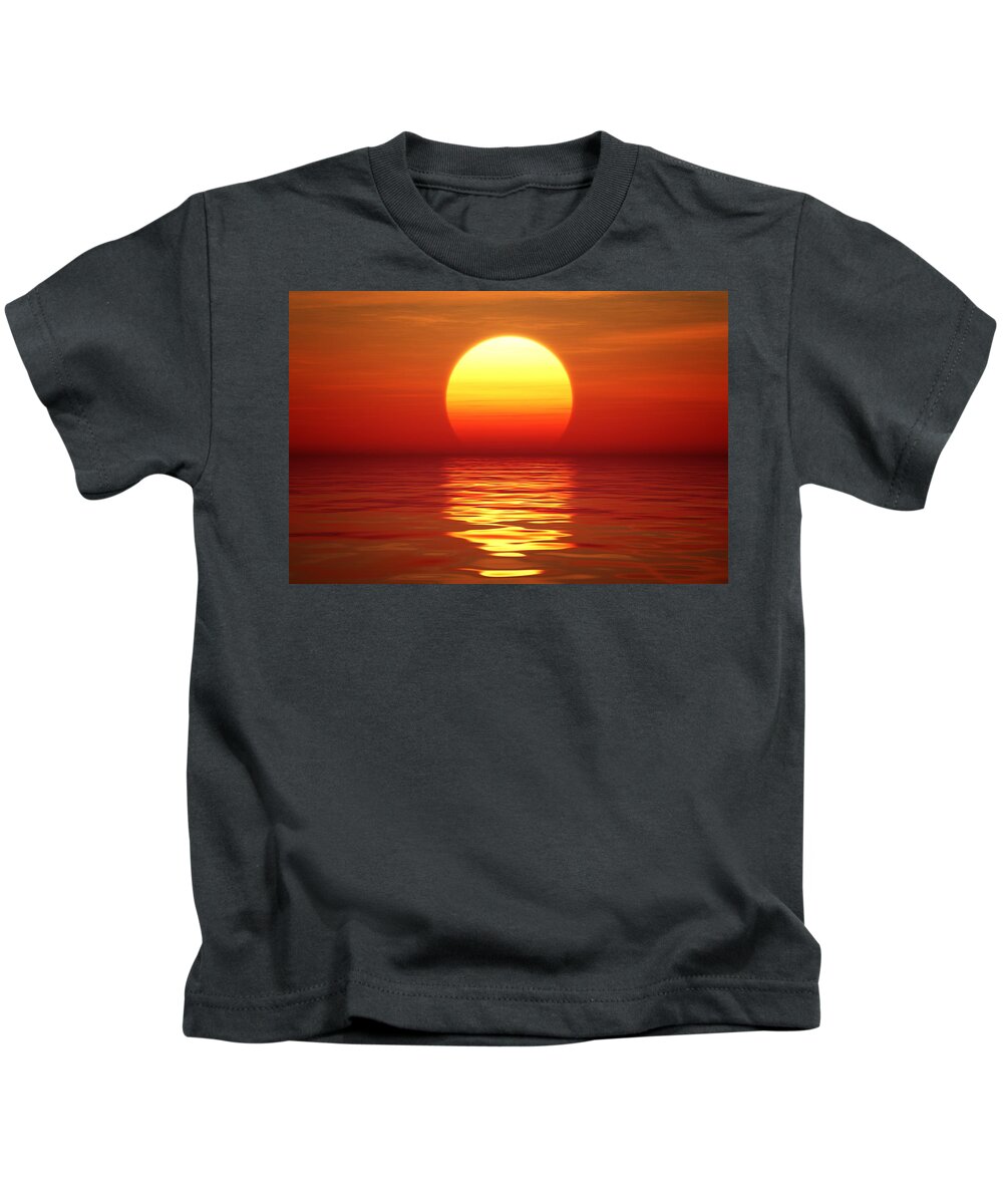 Sunset Kids T-Shirt featuring the photograph Sunset over tranqual water by Johan Swanepoel