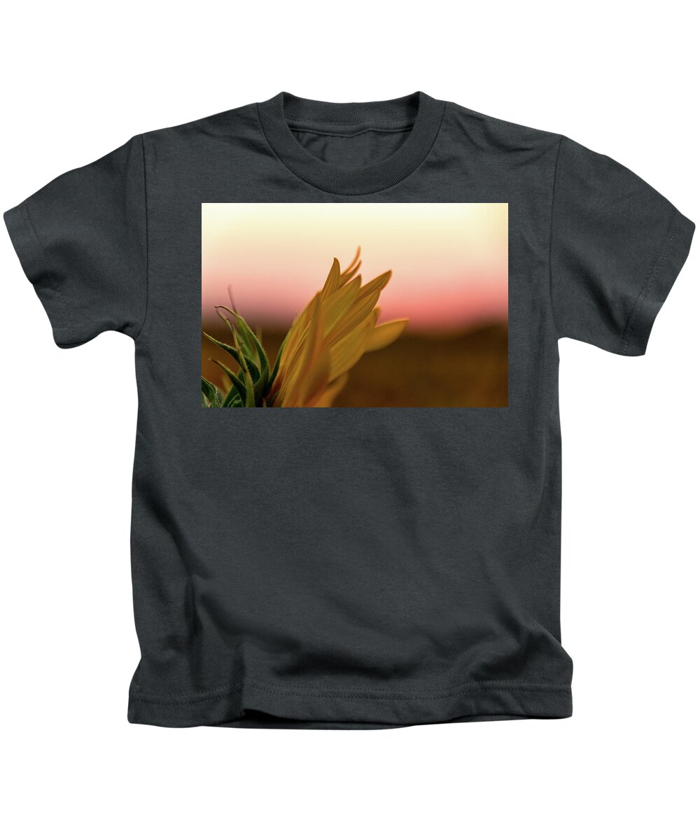 Jay Stockhaus Kids T-Shirt featuring the photograph Sunset Sunflower by Jay Stockhaus