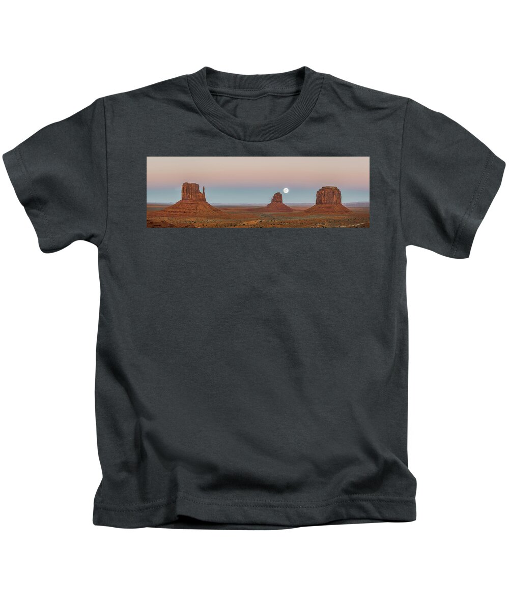 America Kids T-Shirt featuring the photograph Super Moon in Monument Valley by Jon Glaser