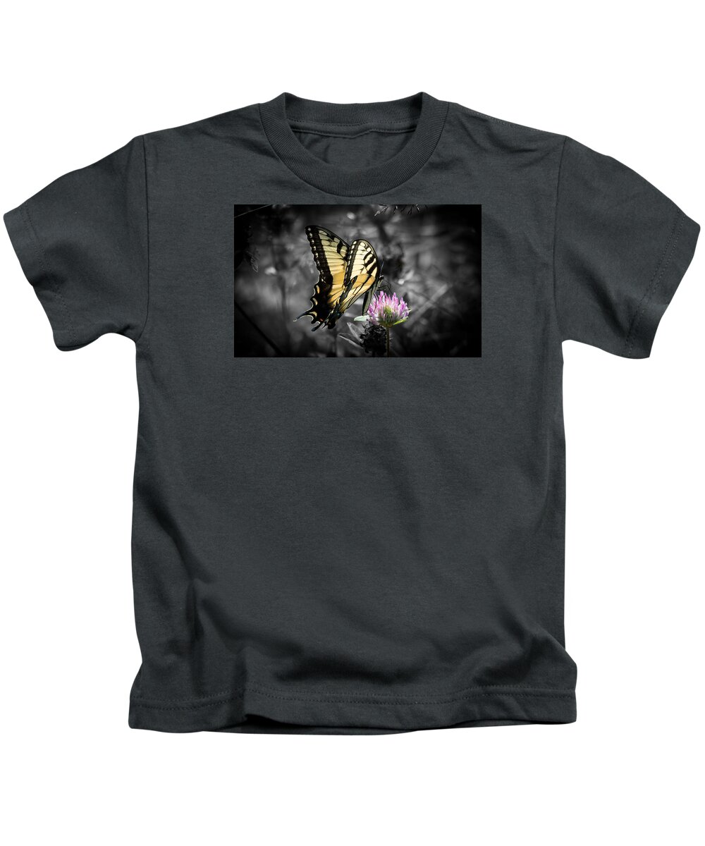 Butterfly Kids T-Shirt featuring the photograph Swallowtail Butterfly- Color Pop by Holden The Moment