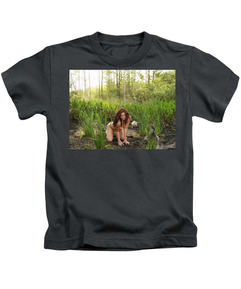 Lucky Cole Everglades Photographer Female Nude Everglades Kids T-Shirt featuring the photograph Swamp Beauty Six by Lucky Cole