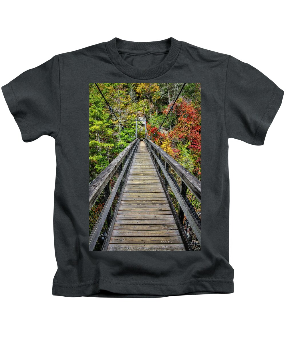 Suspension Bridge Kids T-Shirt featuring the photograph Tallulah Gorge Bridge by Dale R Carlson