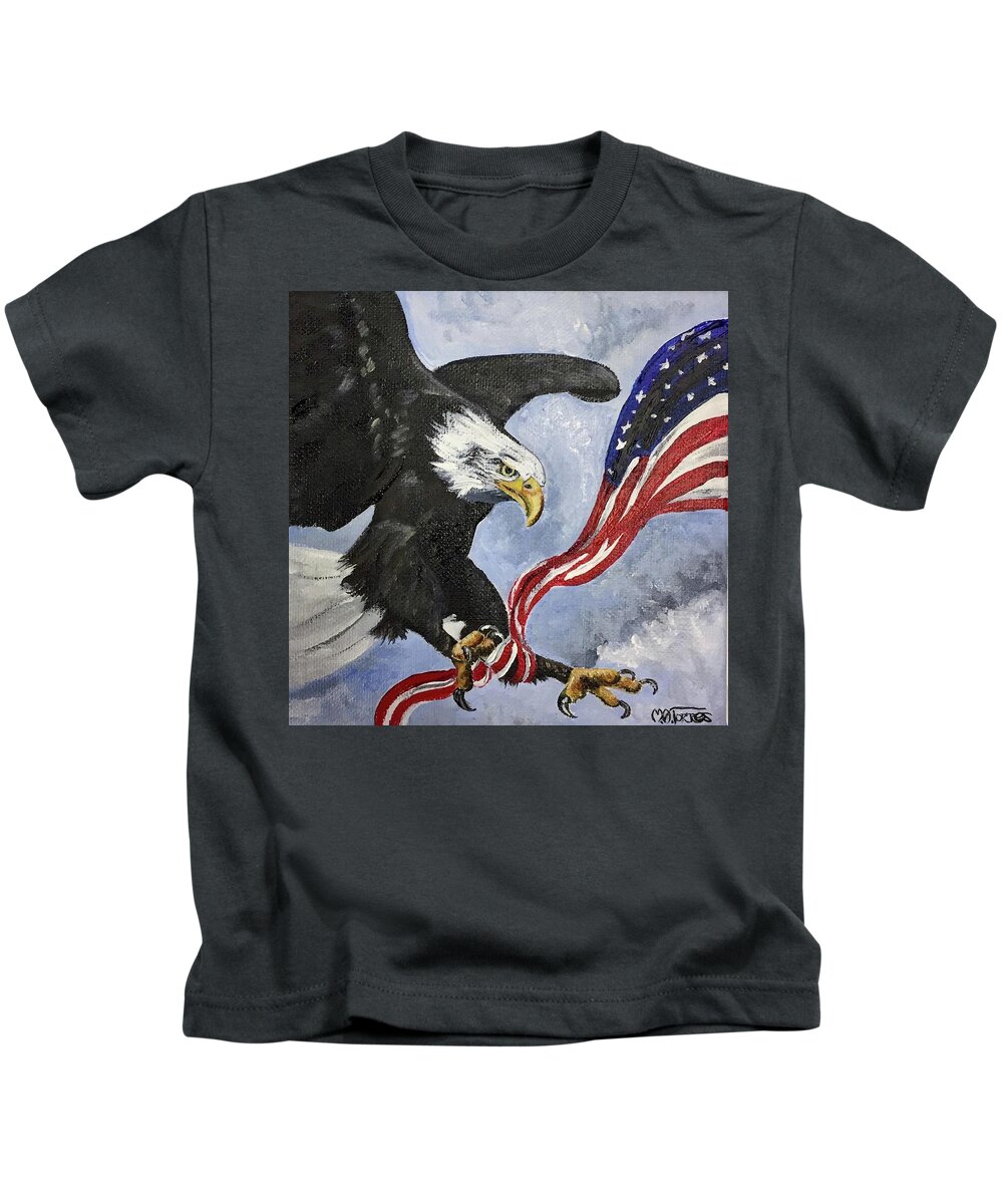 Eagle Kids T-Shirt featuring the painting Tangled up in Freedom by Melissa Torres