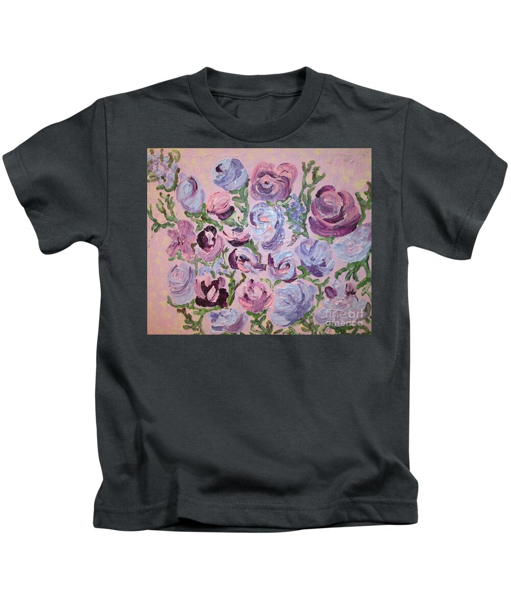 Flowers Kids T-Shirt featuring the painting Tapestry 1 by Jennylynd James