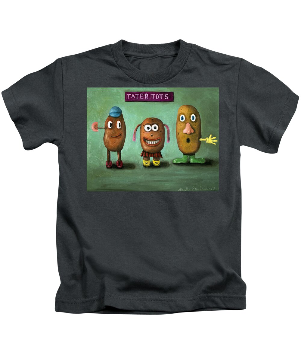 Mr. Potato Head Kids T-Shirt featuring the painting Tater Tots by Leah Saulnier The Painting Maniac