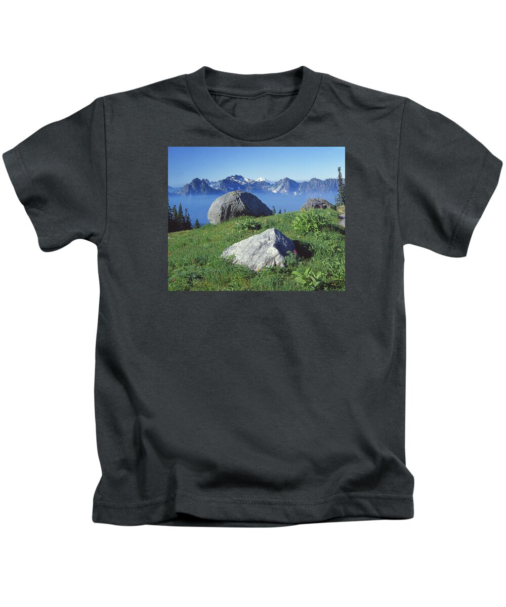 Tatoosh Range Kids T-Shirt featuring the photograph 1M4862-Tatoosh Range and Mt. St. Helens by Ed Cooper Photography