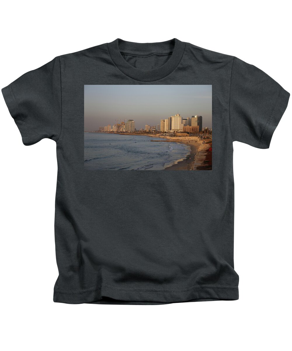 Photo Kids T-Shirt featuring the photograph Tel Aviv Coast. by Shlomo Zangilevitch