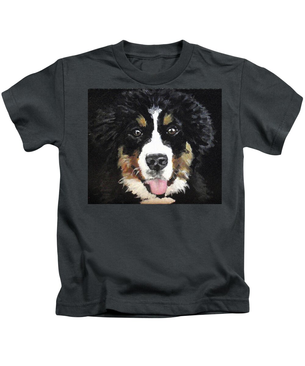 Bernese Mountain Dog Kids T-Shirt featuring the painting Tess by Carol Russell