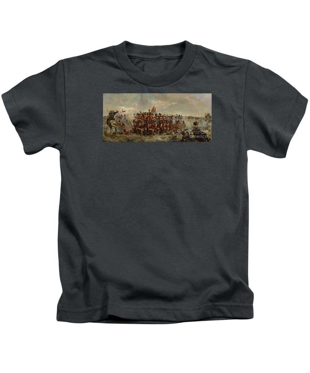 Elizabeth Butler Kids T-Shirt featuring the painting The 28th Regiment at Quatre Bras by Celestial Images