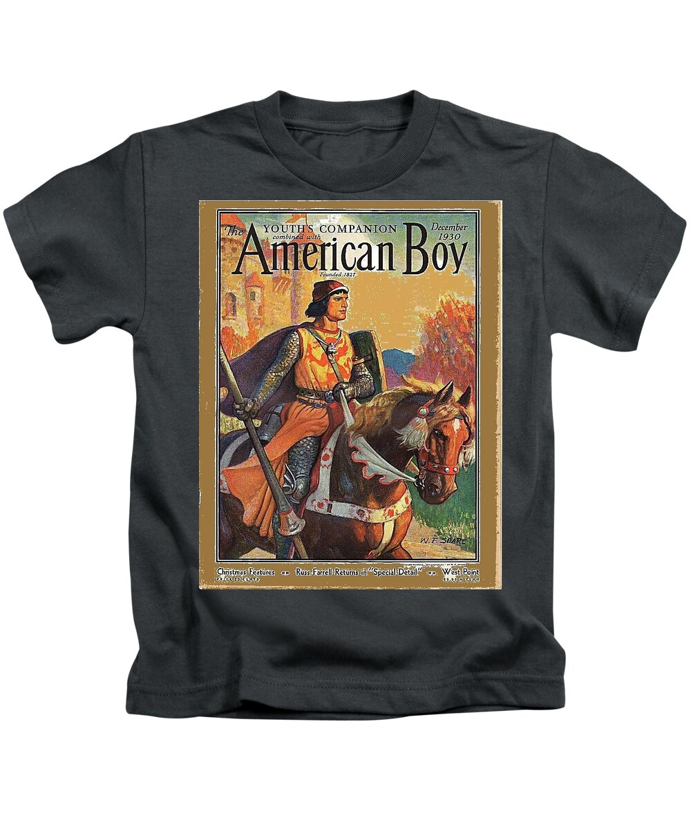 The American Boy Magazine Cover December 1930 Color Added 2016 Kids T-Shirt featuring the photograph The American Boy magazine cover December 1930 color added 2016 by David Lee Guss