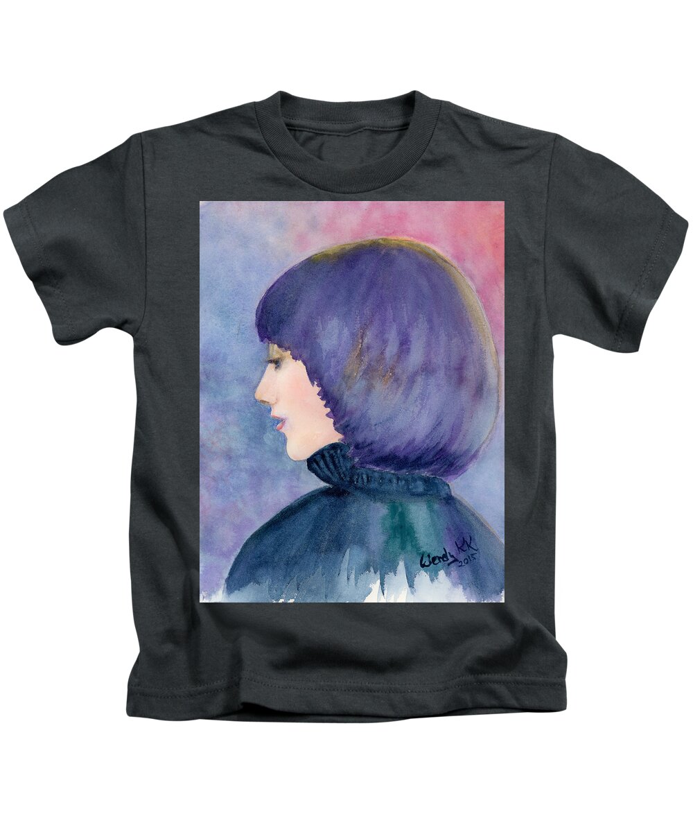 Portrait Kids T-Shirt featuring the painting The Artist at 26 by Wendy Keeney-Kennicutt