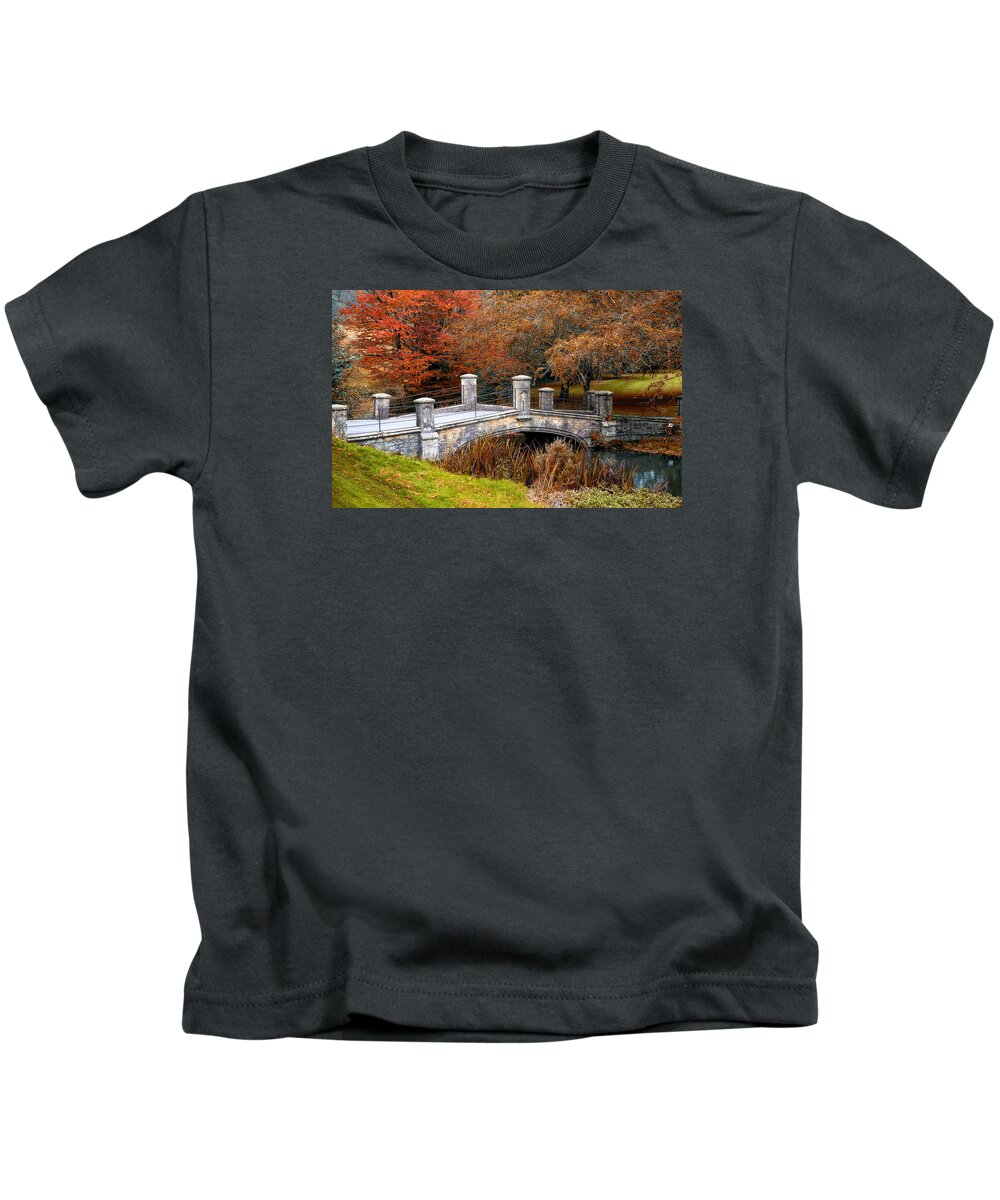 Autumn Kids T-Shirt featuring the photograph The Bridge to Autumn by Mike Hope by Michael Hope