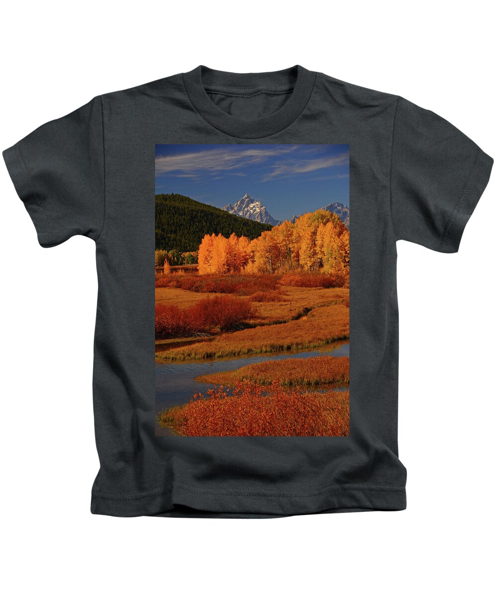 The Cathedral Group From North Of Oxbow Bend Kids T-Shirt featuring the photograph The Cathedral Group from North of Oxbow Bend by Raymond Salani III