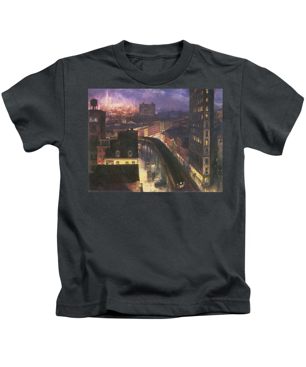 John Sloan Kids T-Shirt featuring the photograph The City from Greenwich Village by John Sloan