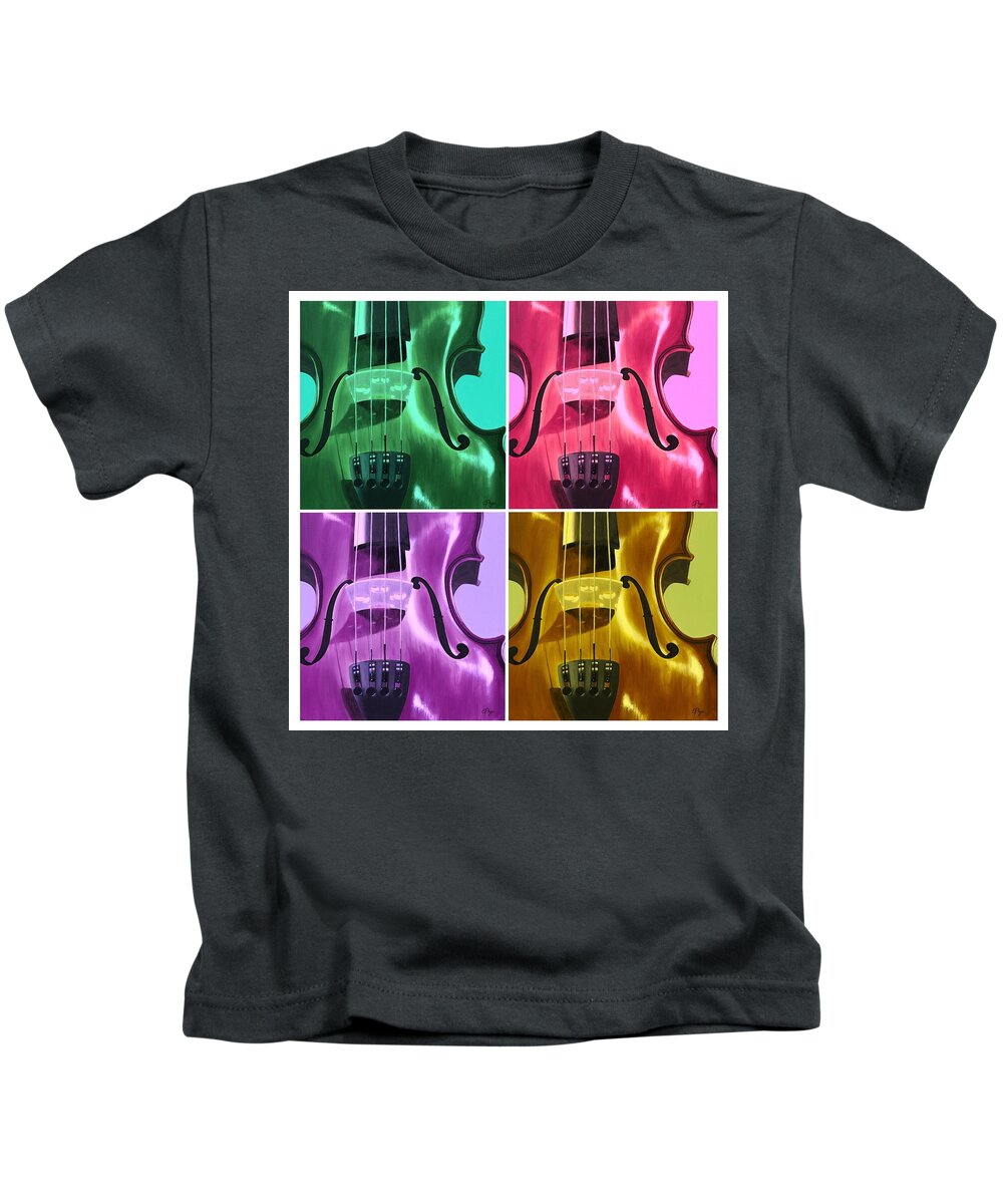 Violin Kids T-Shirt featuring the painting The Colors of Sound by Emily Page