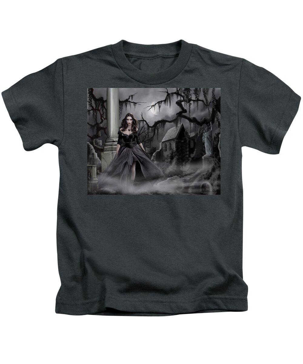 James Christopher Hill Copyright 2015 Kids T-Shirt featuring the painting The Dark Caster Comes by James Hill