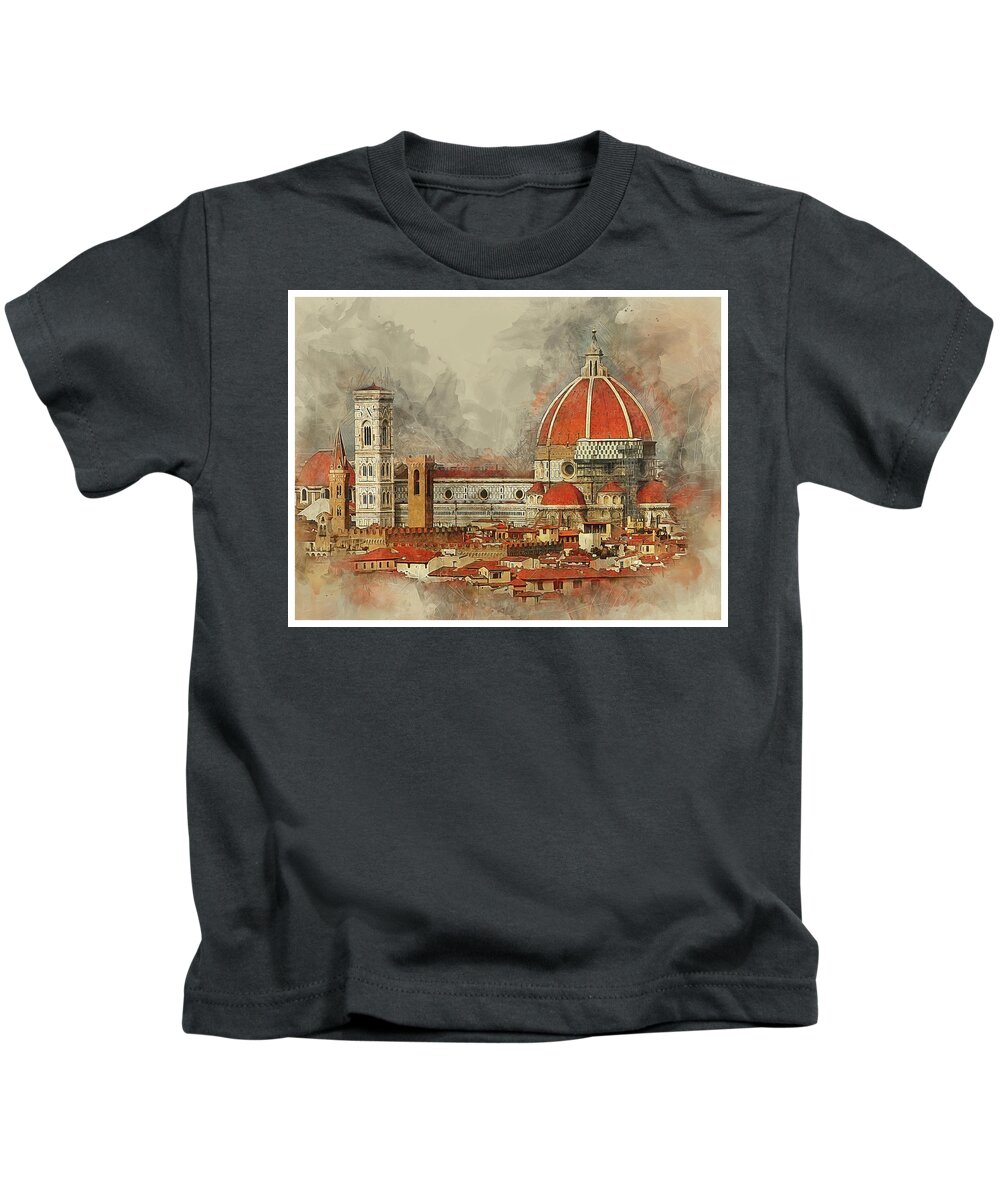 Duomo Kids T-Shirt featuring the photograph The Duomo Florence by Brian Tarr