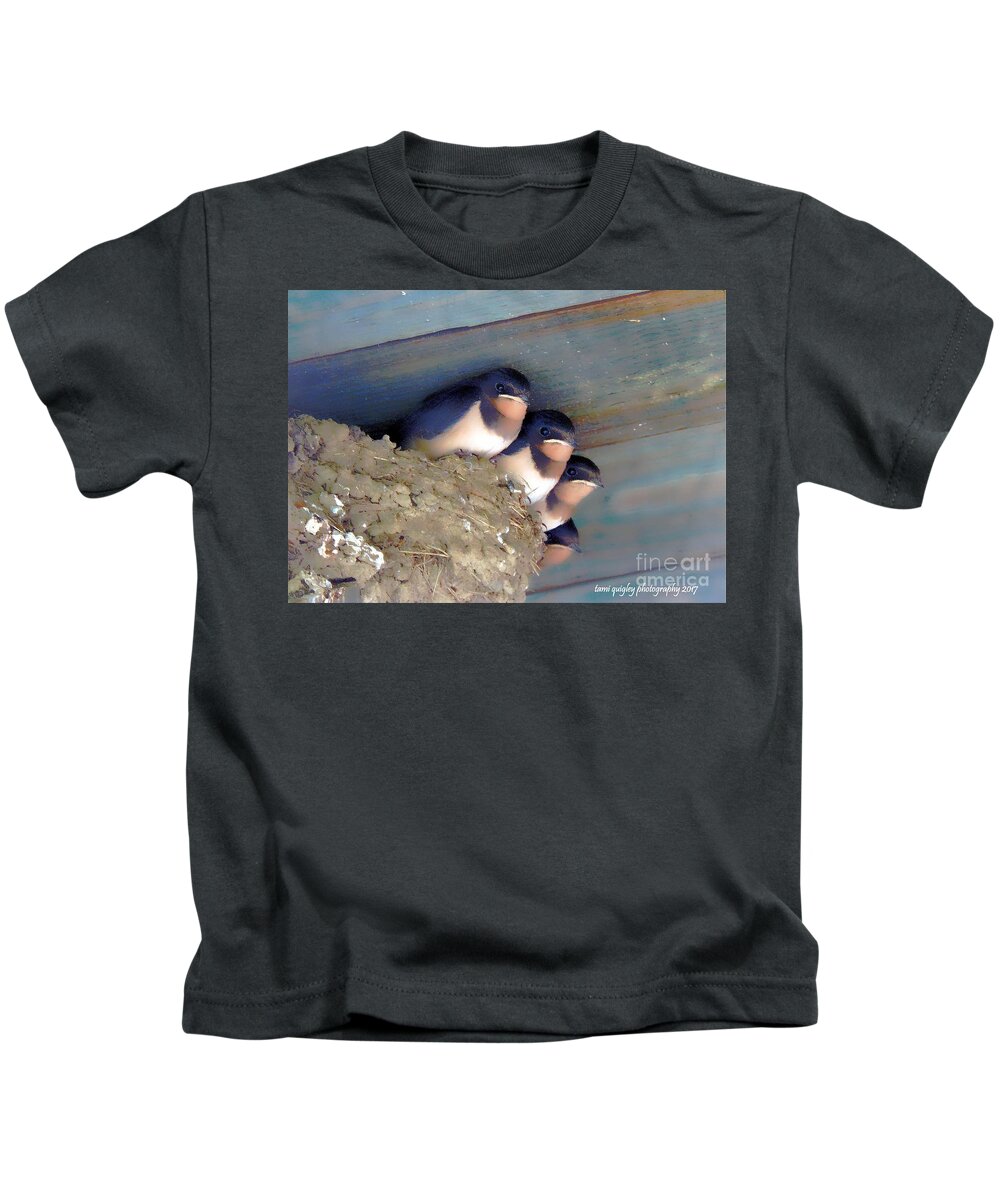 Barn Swallow Kids T-Shirt featuring the photograph The Four Musketeers by Tami Quigley