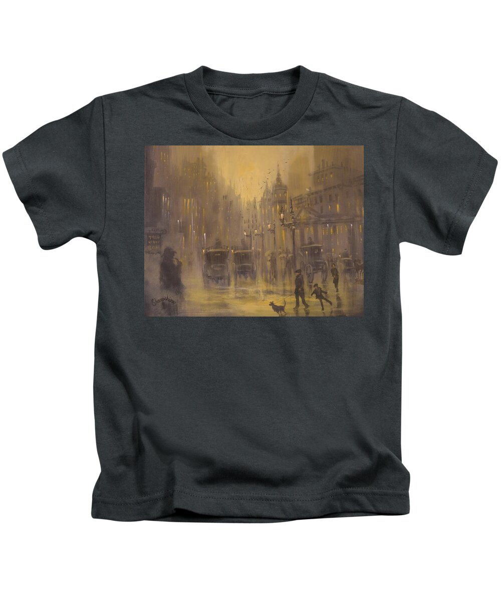 Sherlock Holmes Kids T-Shirt featuring the painting The Game Is Afoot by Tom Shropshire