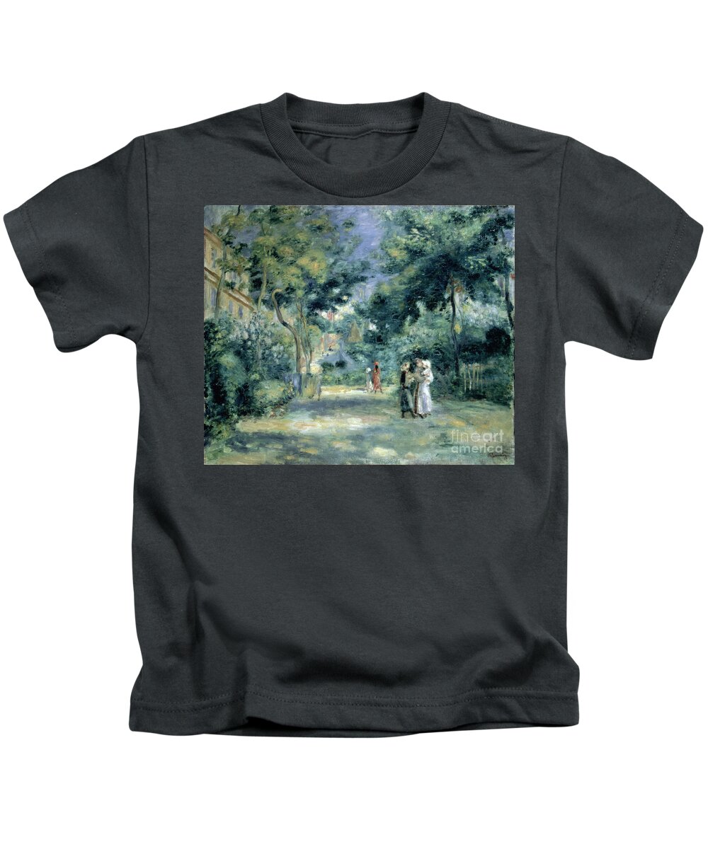 The Gardens In Montmartre Kids T-Shirt featuring the painting The Gardens in Montmartre by Pierre Auguste Renoir