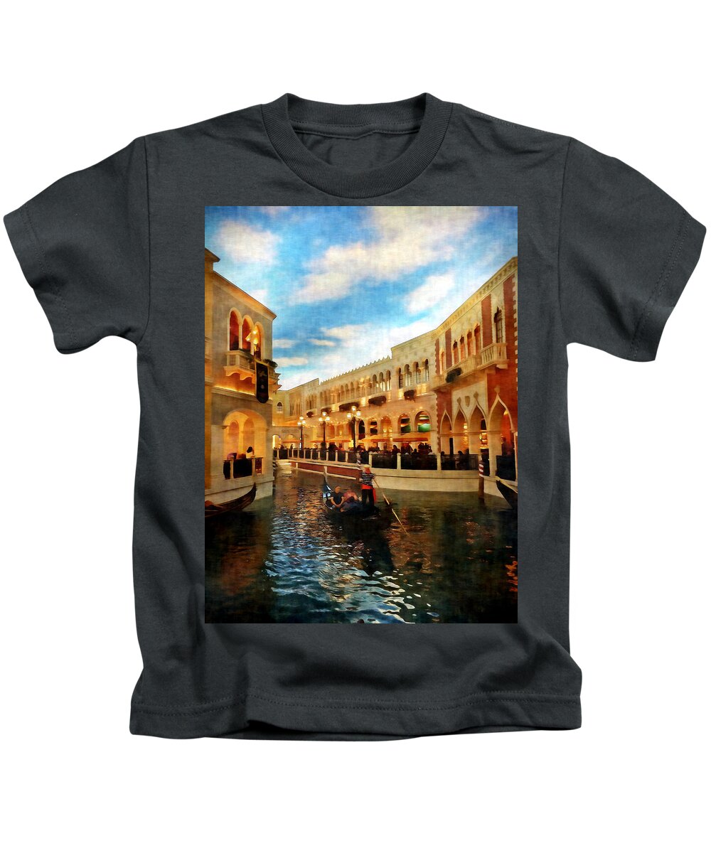 Venice Kids T-Shirt featuring the digital art The Gondolier by Dan Stone