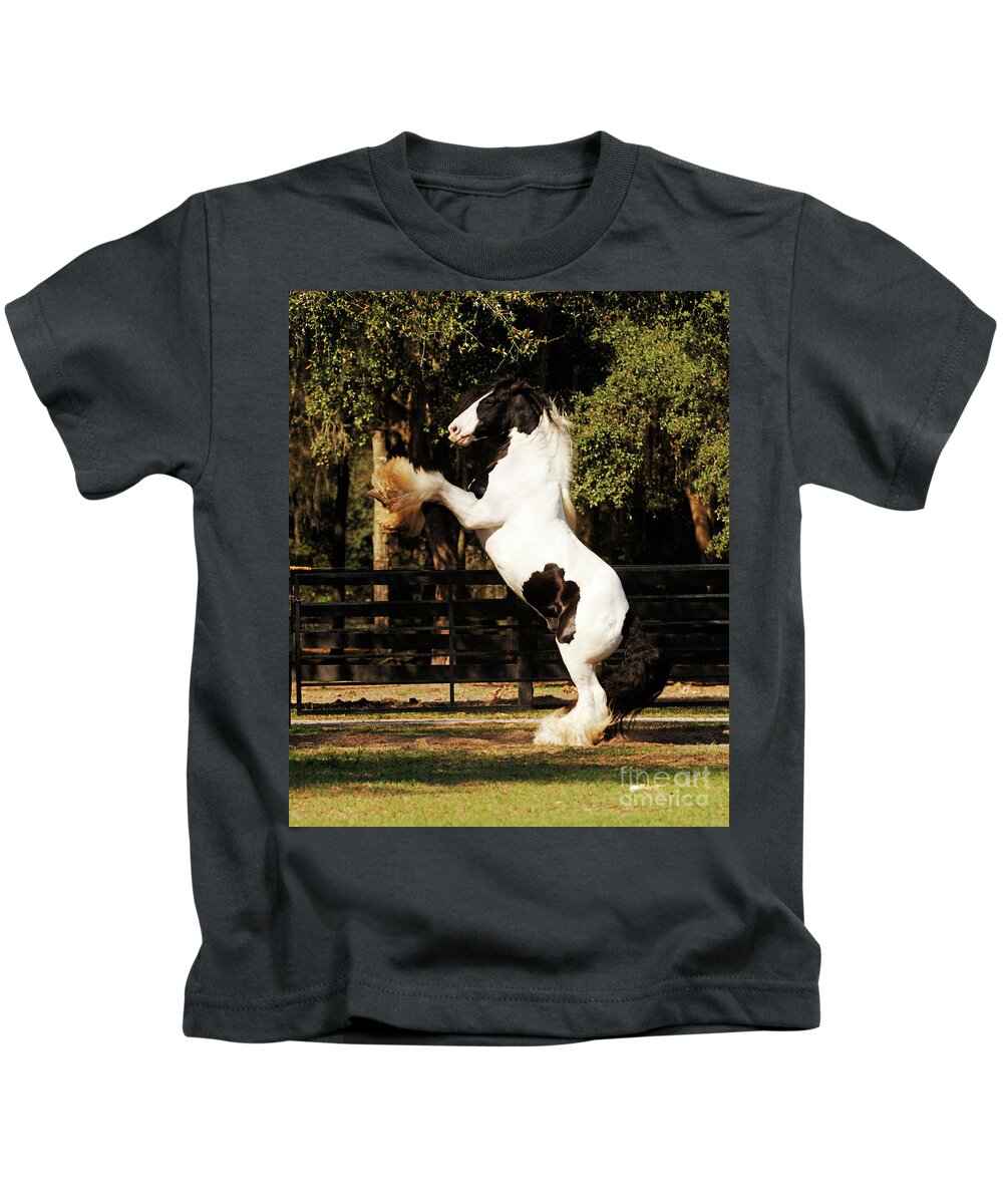 Gypsy Gold Gypsy Vanners Kids T-Shirt featuring the photograph The Gypsy King by Carien Schippers