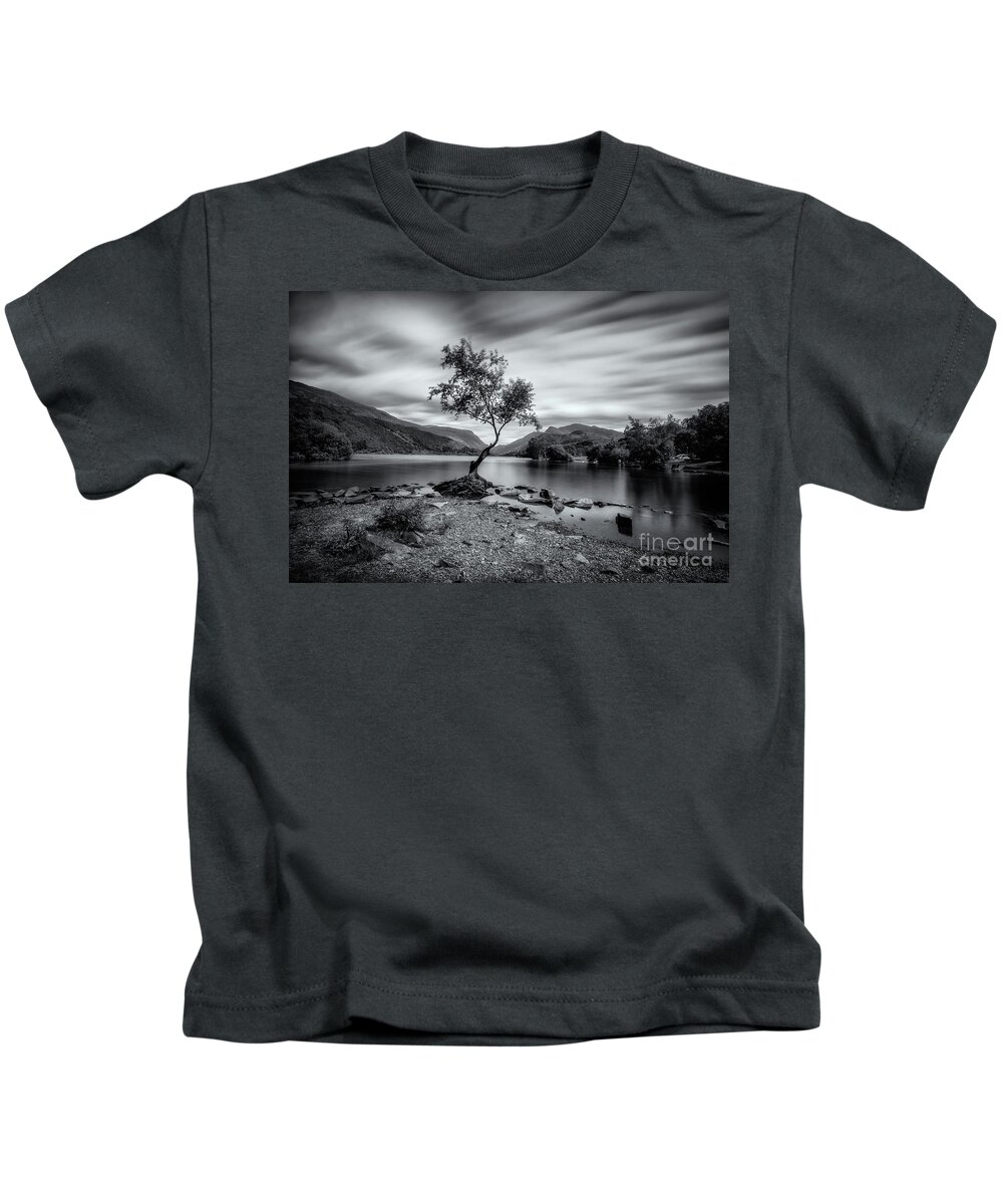 Llyn Padarn Kids T-Shirt featuring the photograph The lonely tree at Llyn Padarn lake - Part 2 by Mariusz Talarek
