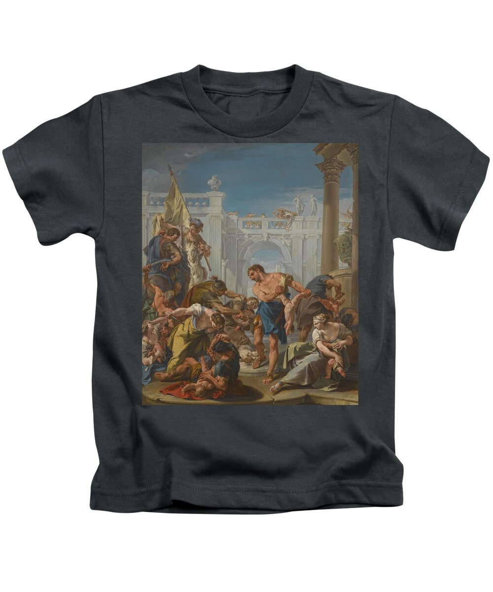 Giambattista Pittoni Kids T-Shirt featuring the painting The Massacre of the Innocents by Giambattista Pittoni