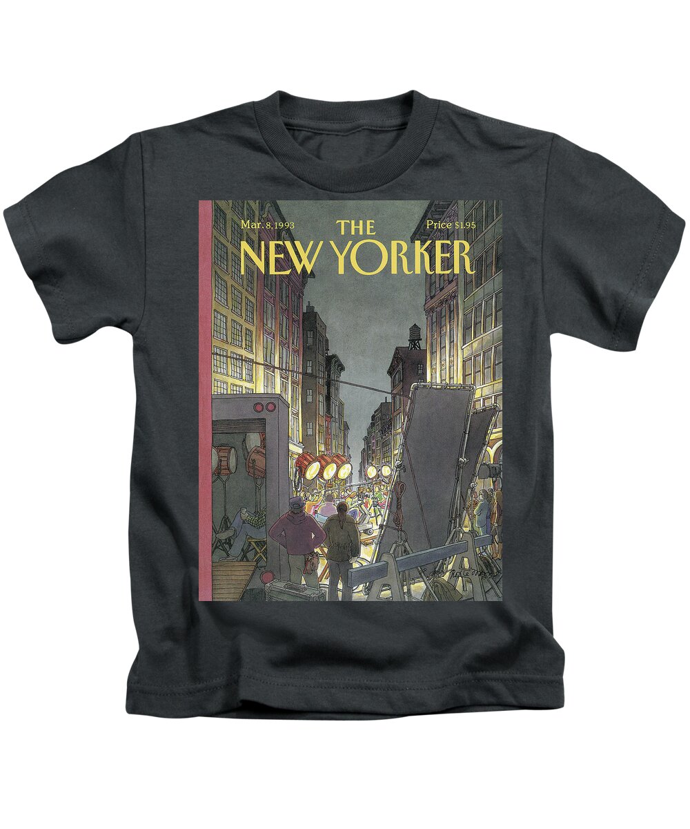 Movie Kids T-Shirt featuring the painting New Yorker March 8th, 1993 by Roxie Munro