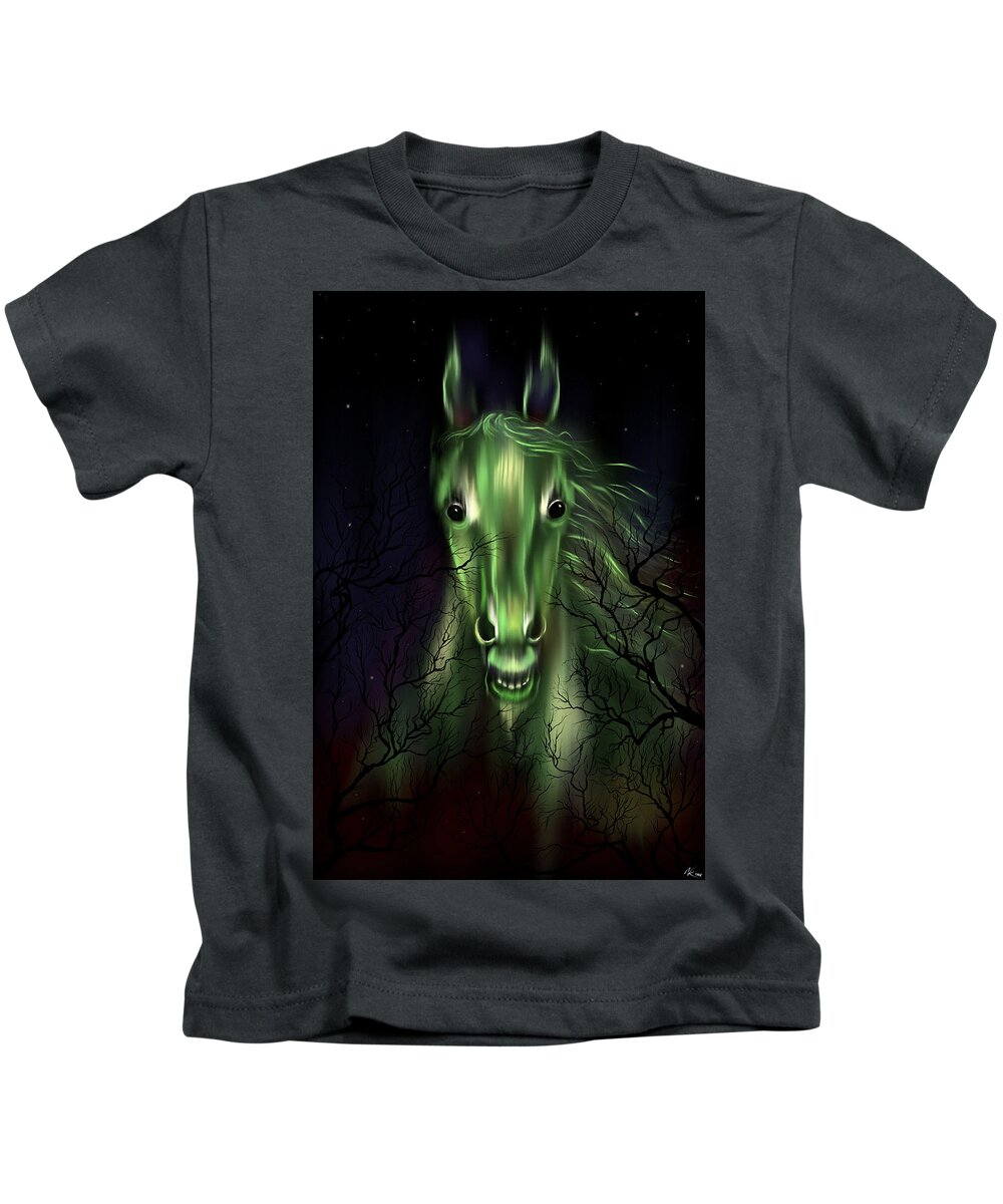 Horse Kids T-Shirt featuring the digital art The Night Mare by Norman Klein