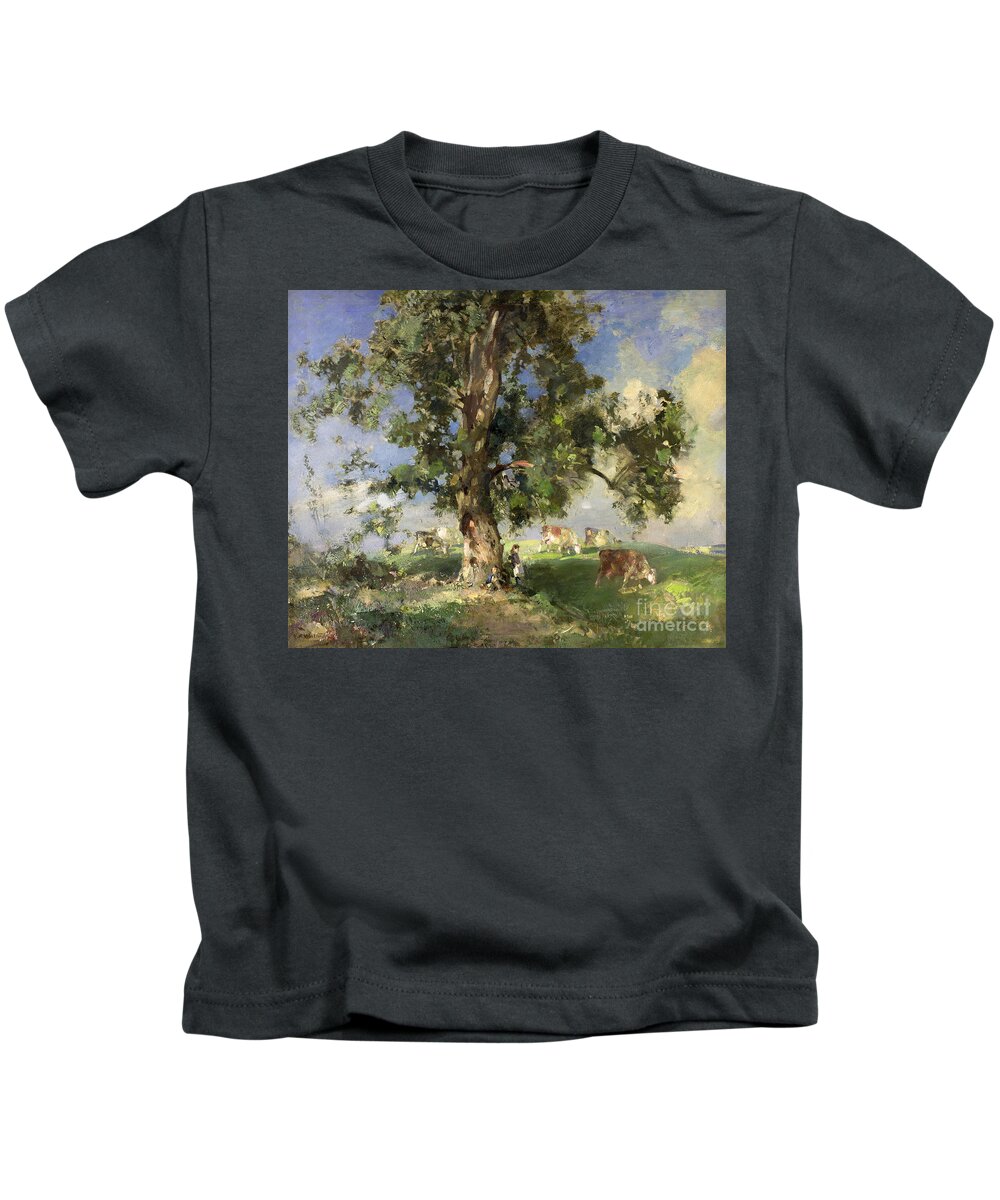 The Old Ash Tree Kids T-Shirt featuring the painting The Old Ash Tree by Edward Arthur Walton