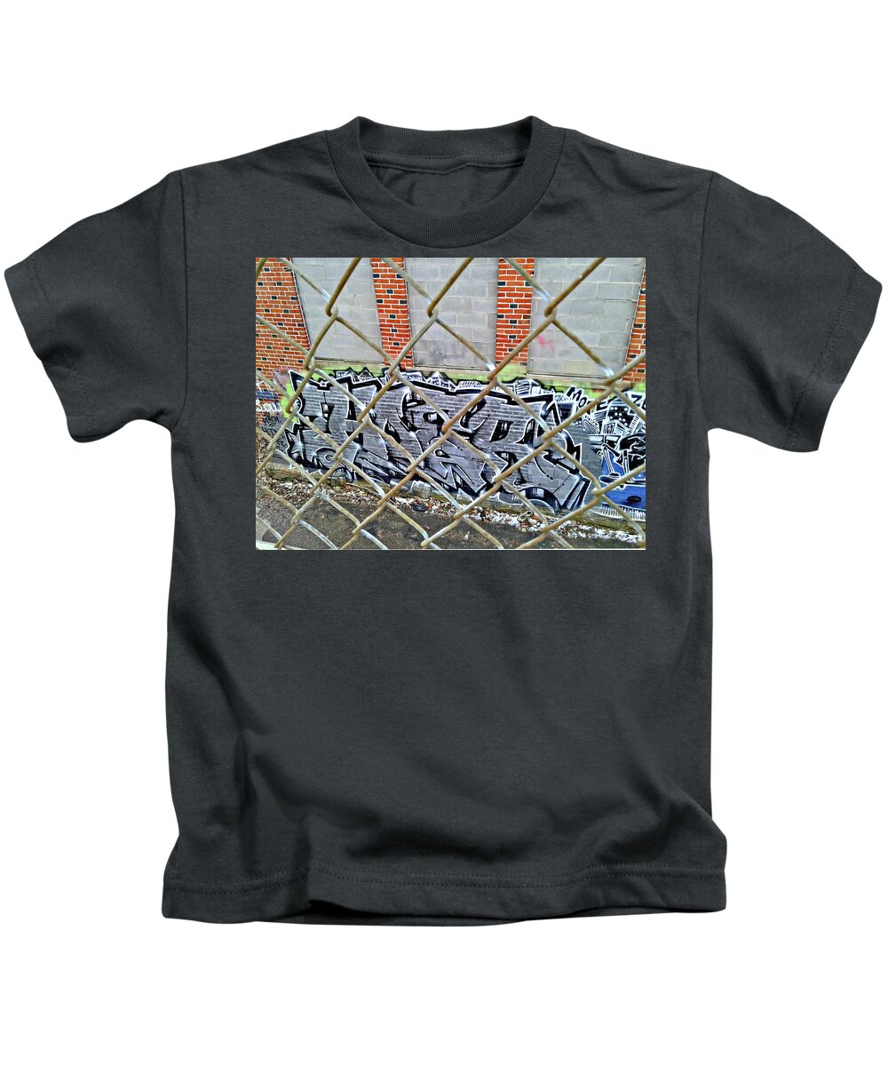 Graffiti Artists Kids T-Shirt featuring the painting The Overpass by Anitra Handley-Boyt