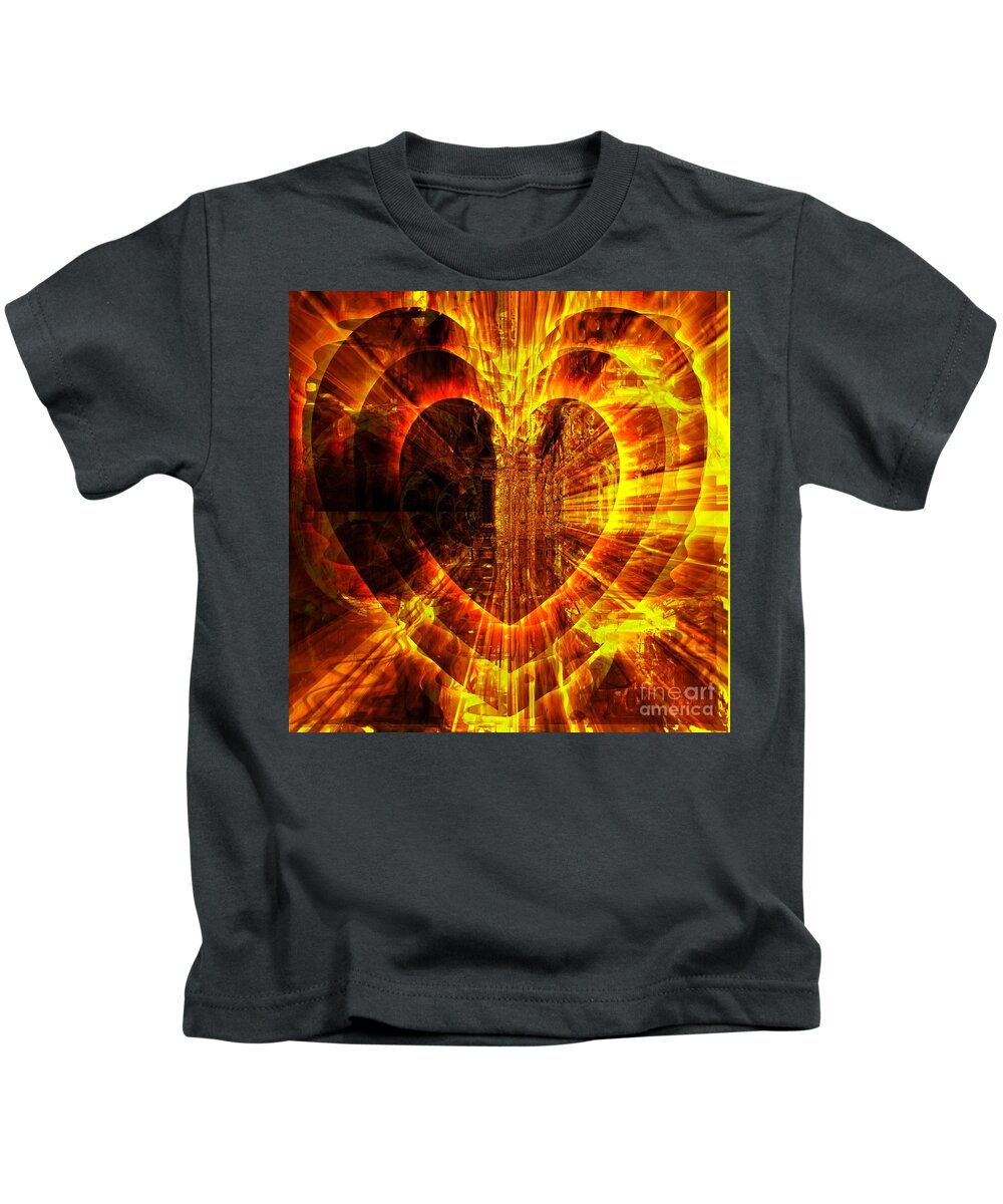 Faniart Kids T-Shirt featuring the mixed media The Right Heart by Fania Simon