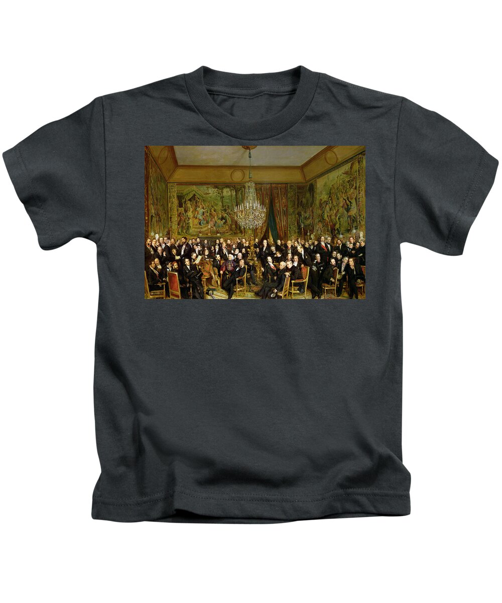 The Kids T-Shirt featuring the painting The Salon of Alfred Emilien at the Louvre by Francois Auguste Biard