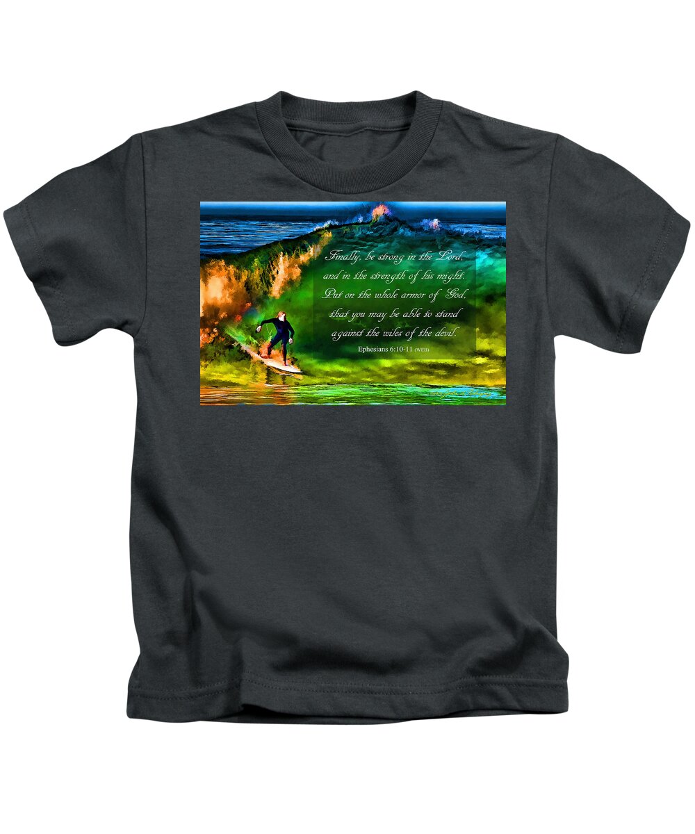 Surfer Kids T-Shirt featuring the photograph The Shadow Within With Bible Verse by John A Rodriguez